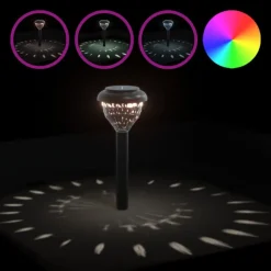 vidaXL solcellelamper med jordspyd 4 stk. RGB-farver varmt hvidt lys