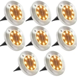 vidaXL soldrevne LED-nedgravningsspots 8 stk. varmt hvidt lys