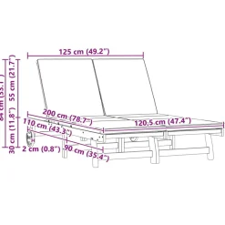 vidaXL Solstol Brun 125 x 200 x 84 cm Massivt Akacietræ
