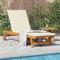 vidaXL Solstol Brun og Creme 199 x 63 x 85 cm Massivt Akacietræ