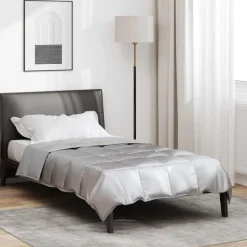 vidaXL Sommer dyne Sølv 135 x 200 cm Satin og Mikrofiber