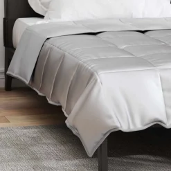vidaXL Sommer dyne Sølv 135 x 200 cm Satin og Mikrofiber