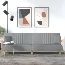 vidaXL sovesofa med armlæn stof lysegrå