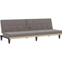 vidaXL sovesofa med kopholdere stof gråbrun