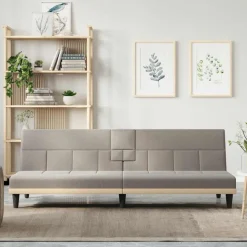 vidaXL sovesofa med kopholdere stof gråbrun