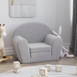 vidaXL sovesofa til børn blødt plys lysegrå