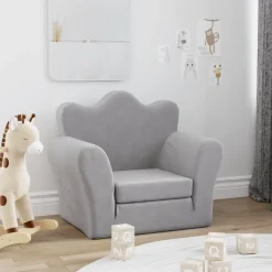vidaXL sovesofa til børn blødt plys lysegrå