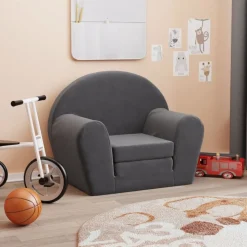 vidaXL sovesofa til børn blødt plys antracitgrå