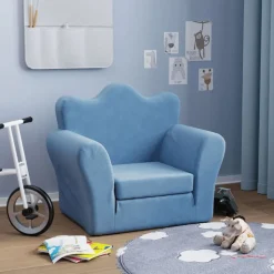 vidaXL sovesofa til børn blødt plys blå