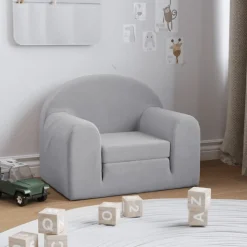 vidaXL sovesofa til børn blødt plys lysegrå