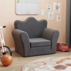 vidaXL sovesofa til børn blødt plys antracitgrå