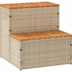 vidaXL spakant 50x50x50,5 cm polyrattan og massivt akacietræ beige