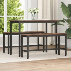vidaXL Spisebænk Røget eg 100 x 32,5 x 48,5 cm Ingeniørtræ og stål