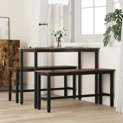 vidaXL Spisebænk Røget eg 100 x 32,5 x 48,5 cm Ingeniørtræ og stål