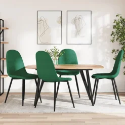 vidaXL spisebordsstole 4 stk. velour mørkegrøn