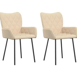 vidaXL spisebordsstole 2 stk. stof cremefarvet