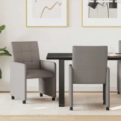 vidaXL Spisebordsstole med hjul 2 pcs Gråbrun 58 x 65 x 94 cm Stof