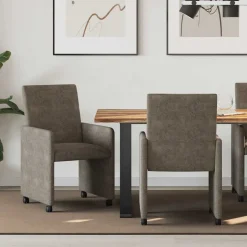 vidaXL Spisebordsstole med hjul 2 pcs Mørkegrå 57 x 66 x 94 cm