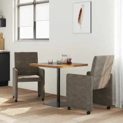 vidaXL Spisebordsstole med hjul 2 pcs Mørkegrå 57 x 66 x 94 cm
