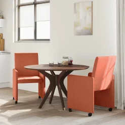 vidaXL Spisebordsstole med hjul 2 pcs Rød orange 57 x 66 x 94 cm