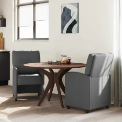 vidaXL Spisebordsstole med hjul 2 pcs Mørkegrå 57 x 67 x 95 cm Stof