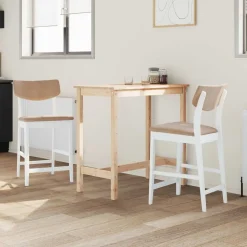 vidaXL Spisestole 2 pcs Hvid 48 x 49 x 95 cm Massiv Gummitræ