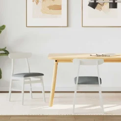 vidaXL Spisestuestol 2 pcs Hvid og Grå Massiv Gummitræ