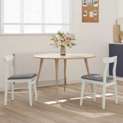 vidaXL Spisestuestol 2 pcs Hvid og Grå Massiv Gummitræ