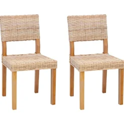vidaXL Spisestuestol 2 pcs Naturfarvet 46 x 55 x 84 cm Kubu rattan
