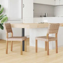 vidaXL Spisestuestol 2 pcs Naturfarvet 46 x 55 x 84 cm Kubu rattan