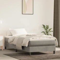 vidaXL springmadras med pocketfjedre medium 80x200x20 cm fløjl lysegrå