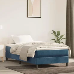 vidaXL springmadras med pocketfjedre medium 80x200x20 cm fløjl mørkeblå