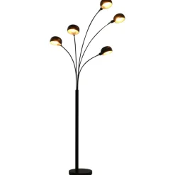 vidaXL standerlampe 200 cm 5 x E14 sort og guld