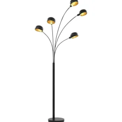 vidaXL standerlampe 200 cm 5 x E14 sort og guld