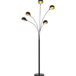 vidaXL standerlampe 200 cm 5 x E14 sort og guld