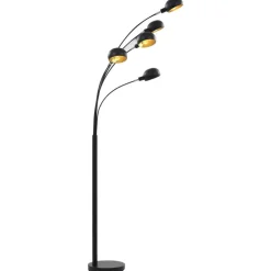 vidaXL standerlampe 200 cm 5 x E14 sort og guld