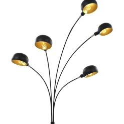 vidaXL standerlampe 200 cm 5 x E14 sort og guld