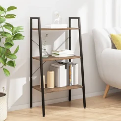 vidaXL stigereol med 3 hylder 56x35x108 cm mørkebrun og sort
