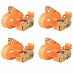 vidaXL surringsbånd med skralde 4 stk. 0,4 ton 6 m x 25 mm orange