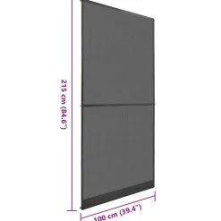 vidaXL Svingbart insektnet Anthracit og sort 100 x 215 cm