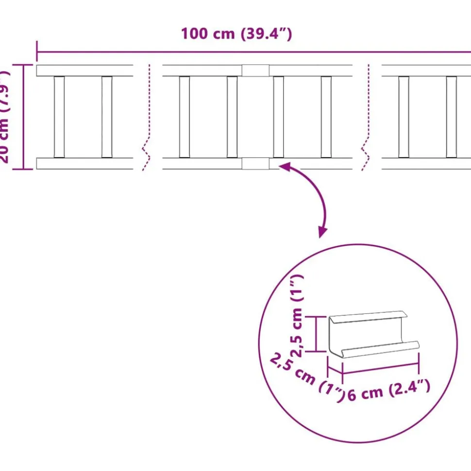 vidaXL Tag snefang Antracit 100 x 2,5 x 20 cm Stål