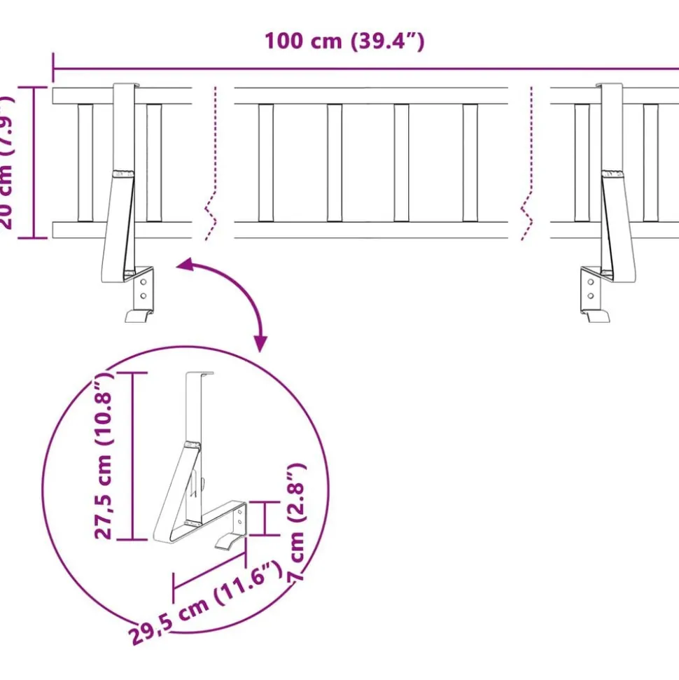vidaXL Tag snefang Antracit 100 x 29,5 x 34,5 cm Stål