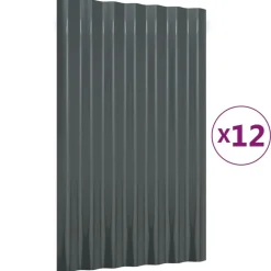 vidaXL tagplader 12 stk. 60x36 cm galvaniseret stål antracitgrå