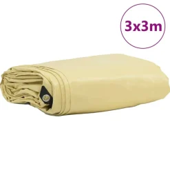 vidaXL Tarpaulin 650g / m² Beige 3 x 3 m Lærred med PVC-belægning