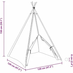 vidaXL Teepee Telt Hvid 120 x 120 x 150 cm Stof og Plast