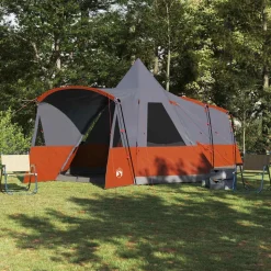 vidaXL Teepee Telt 8-Personer med tag Grå og orange 720 x 465 x 295 cm