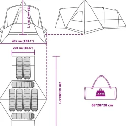 vidaXL Teepee Telt 8-Personer med tag Grå og orange 720 x 465 x 295 cm