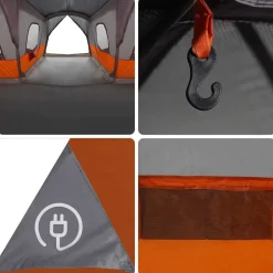 vidaXL Telt til 16 personer med tag Grå og orange 680 x 510 x 210 cm