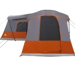 vidaXL Telt til 16 personer med tag Grå og orange 680 x 510 x 210 cm