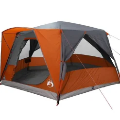 vidaXL Teltehus til 7 personer Grå og orange 400 x 350 x 212 cm